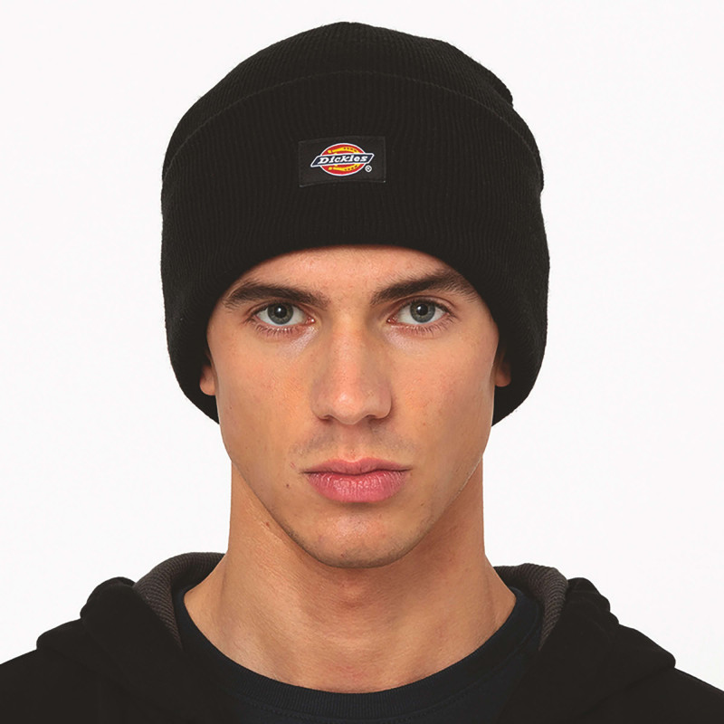 Bonnet Dickies Noir – Maille Acrylique à Revers – Chaleur & Style Urbain