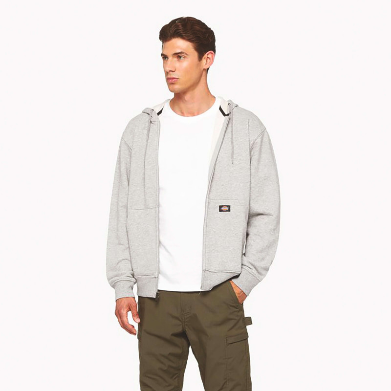 Dickies Sweat à Capuche Zippé Homme – Hoodie Gris à Fermeture Intégrale – Confort Urbain & Style Workwear