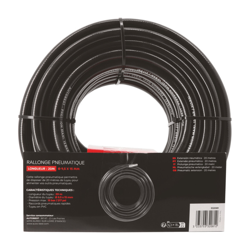 Rallonge pneumatique 20M - en PVC - Raccords pneumatiques rapides