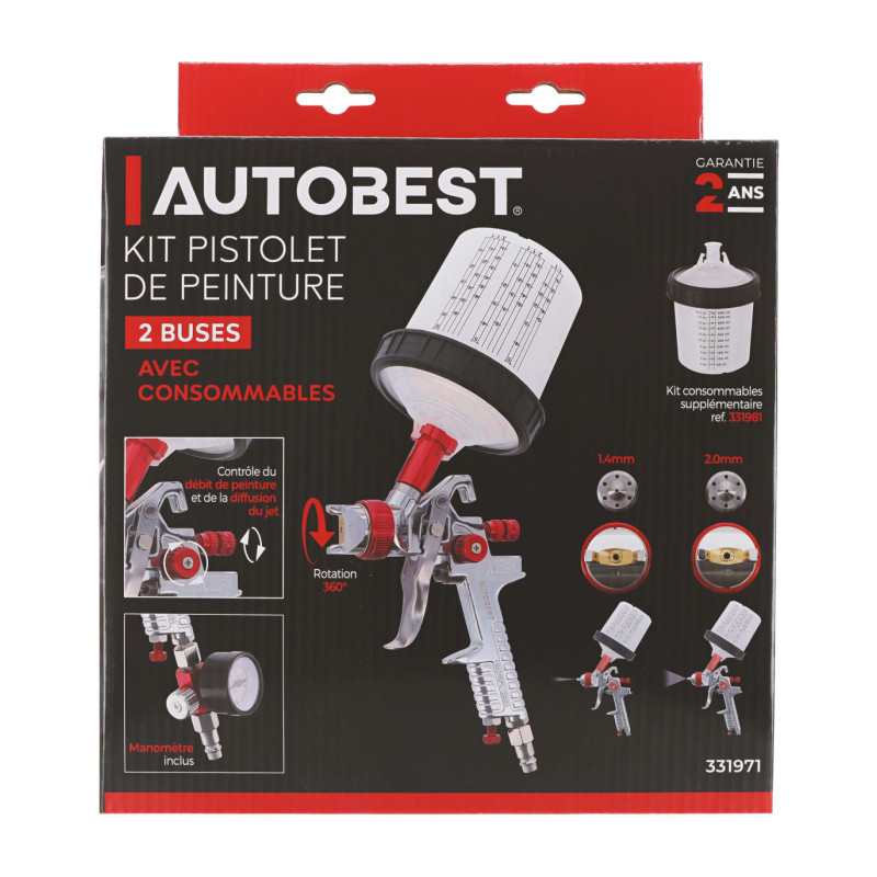 Pistolet de peinture pneumatique 2 buses