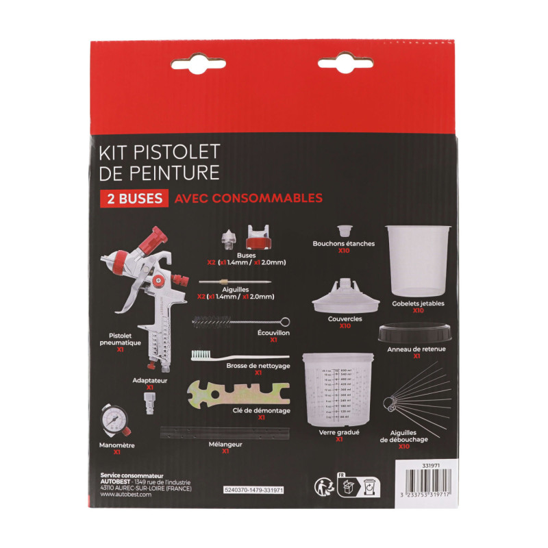 Pistolet de peinture pneumatique 2 buses