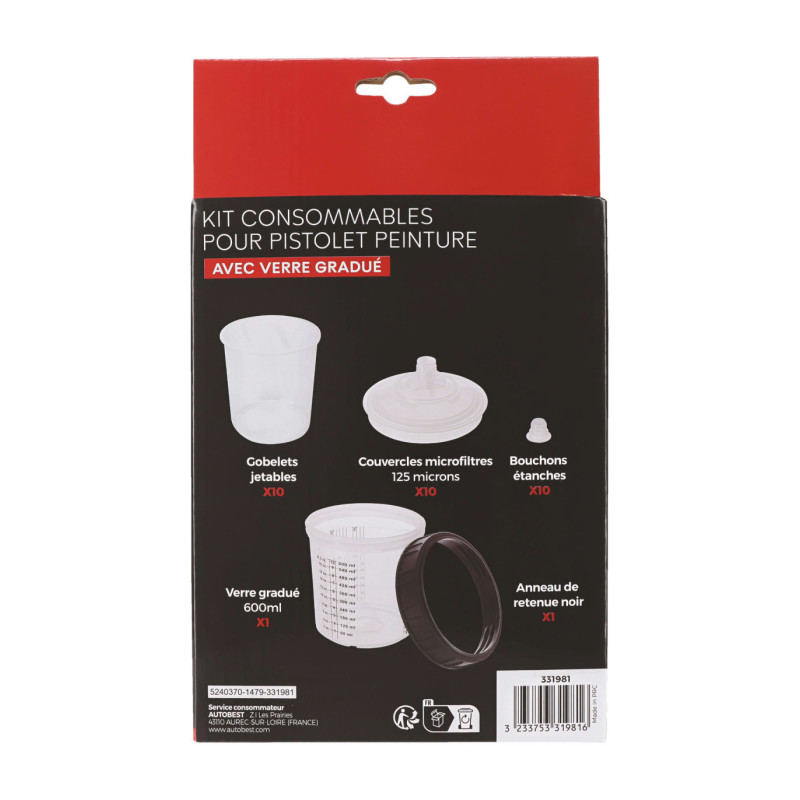 Kit consommables pour pistolet peinture