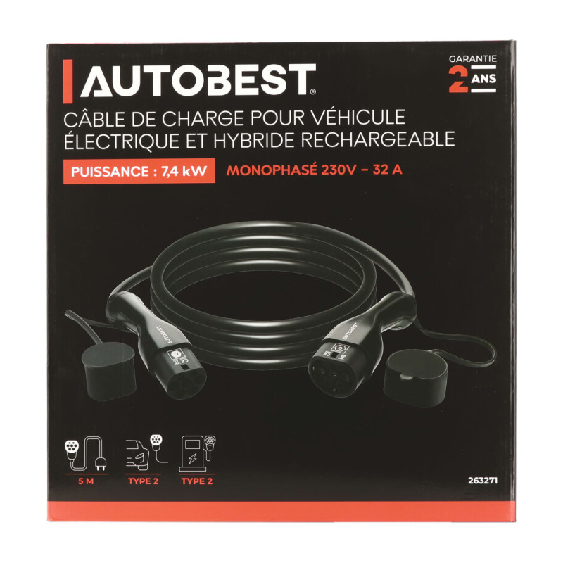 Câble véhicule électrique hybride 5M 32A 230V