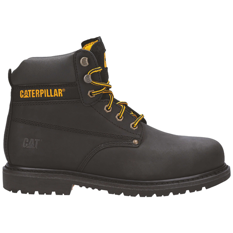 Chaussures De Sécurité Hautes – Caterpillar Powerplant Noir S3 HRO SRA – Cuir Nubuck Waterproof – Embout Acier – Homme