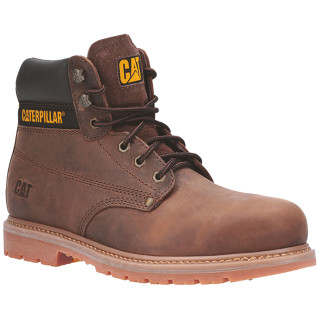 Chaussures De Sécurité Hautes – Caterpillar Powerplant Marron S3 HRO SRA – Cuir Nubuck Waterproof – Embout Acier – Homme