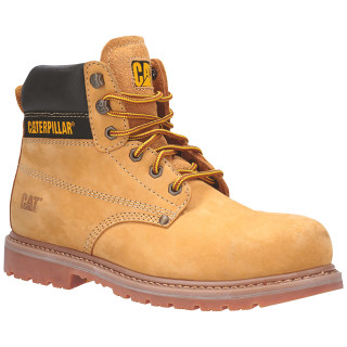 Chaussures De Sécurité Hautes – Caterpillar Powerplant Miel S3 HRO SRA – Cuir Nubuck Waterproof – Embout Acier – Homme