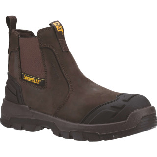 Bottine de Sécurité Sans Lacets – Caterpillar Striver XL Dealer Marron S7 SR HRO – Cuir Résistant – Enfilage Rapide - Homme