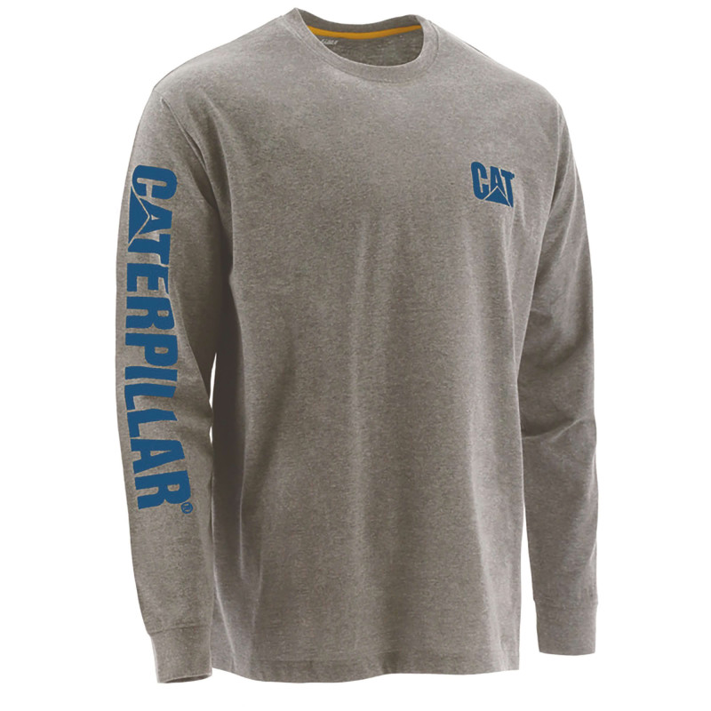 Tee-Shirt Manches Longues – Caterpillar ML Banner Gris – 100% Coton – Confort Travail Extérieur