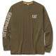 Tee-Shirt Manches Longues – Caterpillar Trademark Banner Army Moss – 100% Coton – Confort Travail Extérieur