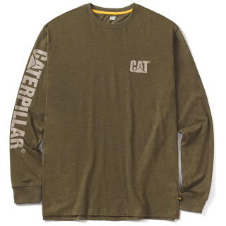 Tee-Shirt Manches Longues – Caterpillar Trademark Banner Army Moss – 100% Coton – Confort Travail Extérieur
