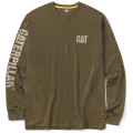 Tee-Shirt Manches Longues – Caterpillar Trademark Banner Army Moss – 100% Coton – Confort Travail Extérieur