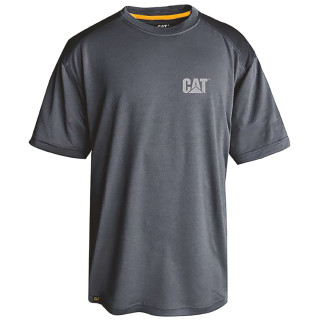 Tee-Shirt Manches Courtes – Caterpillar Performance Conquest Gris Graphite – Polyester & Carbone de Bambou – Respirant UV30