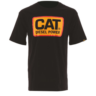 Tee-Shirt Manches Courtes – Caterpillar Diesel Power Noir – 100% Coton 200g – Coupe Droite – Confort Travail Extérieur
