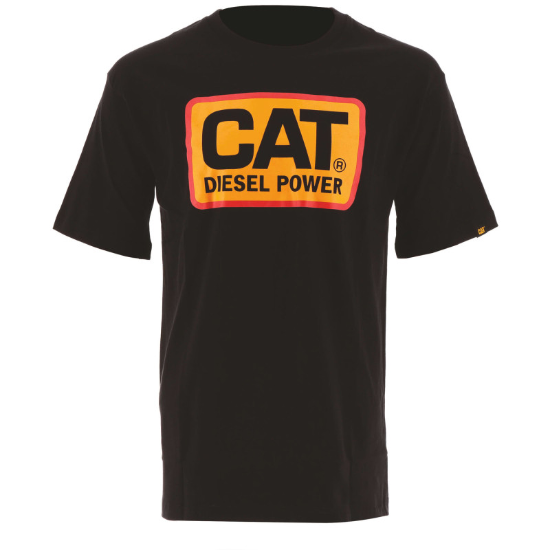 Tee-Shirt Manches Courtes – Caterpillar Diesel Power Noir – 100% Coton 200g – Coupe Droite – Confort Travail Extérieur