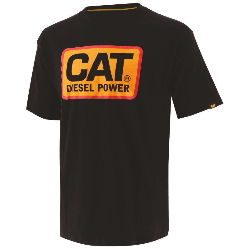 Tee-Shirt Manches Courtes – Caterpillar Diesel Power Noir – 100% Coton 200g – Coupe Droite – Confort Travail Extérieur