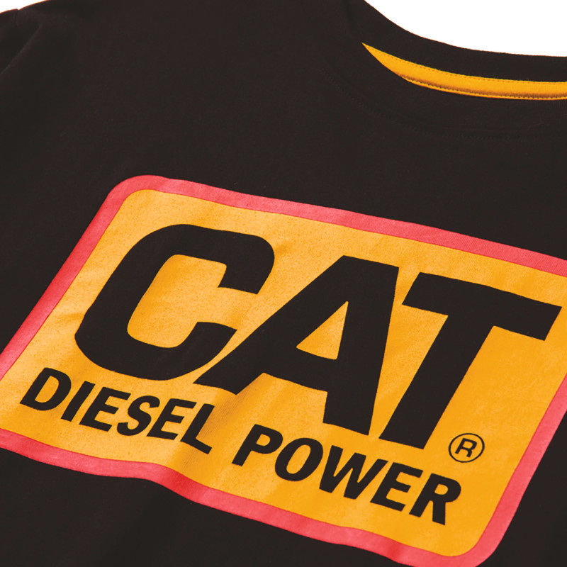 Tee-Shirt Manches Courtes – Caterpillar Diesel Power Noir – 100% Coton 200g – Coupe Droite – Confort Travail Extérieur