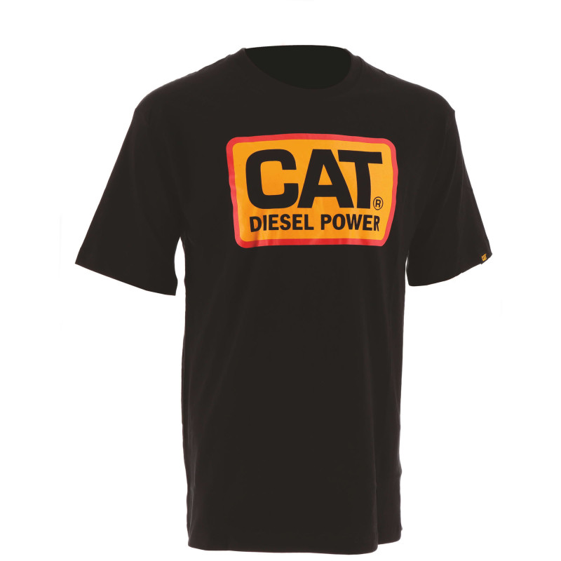 Tee-Shirt Manches Courtes – Caterpillar Diesel Power Noir – 100% Coton 200g – Coupe Droite – Confort Travail Extérieur