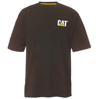 Tee-Shirt Manches Courtes – Caterpillar Trademark Noir – 100% Coton Jersey 200g – Résistant – Travail Extérieur