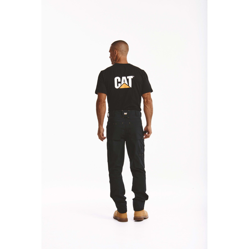 Tee-Shirt Manches Courtes – Caterpillar Trademark Noir – 100% Coton Jersey 200g – Résistant – Travail Extérieur