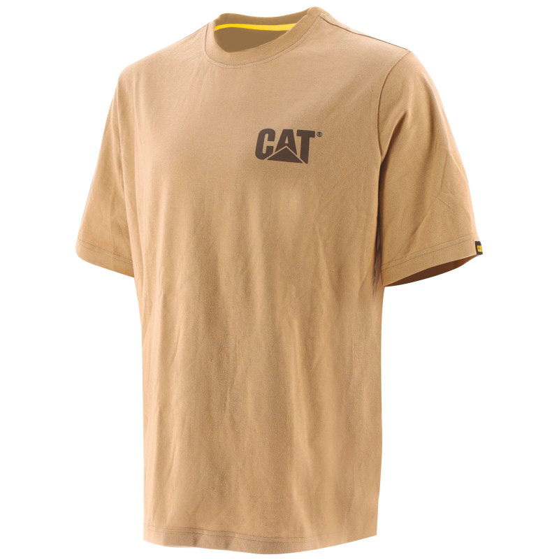 Tee-Shirt Manches Courtes – Caterpillar Trademark Beige – 100% Coton Jersey 200g – Résistant – Travail Extérieur
