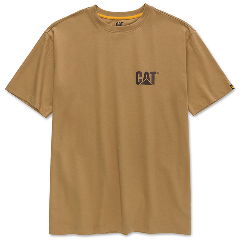 Tee-Shirt Manches Courtes – Caterpillar Trademark Beige – 100% Coton Jersey 200g – Résistant – Travail Extérieur