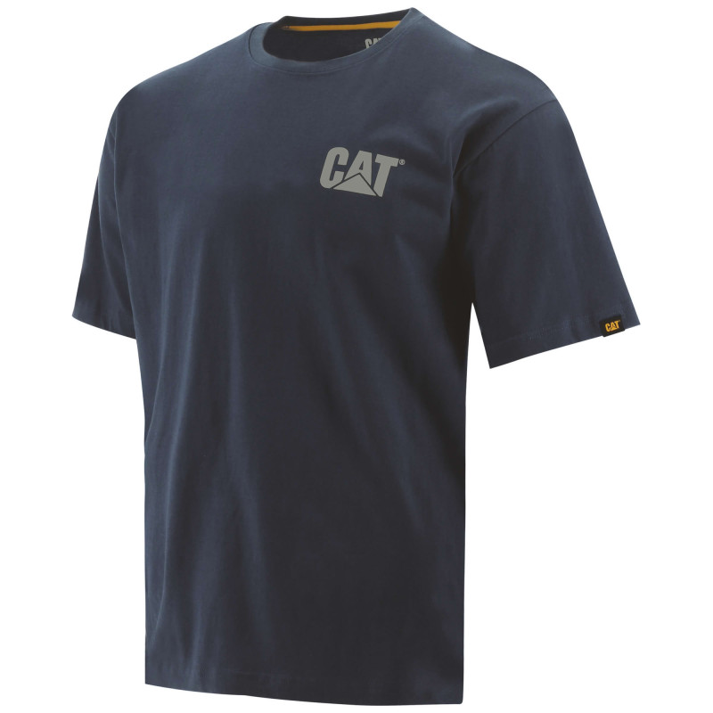 Tee-Shirt Manches Courtes – Caterpillar Trademark Marine – 100% Coton Jersey 200g – Résistant – Travail Extérieur