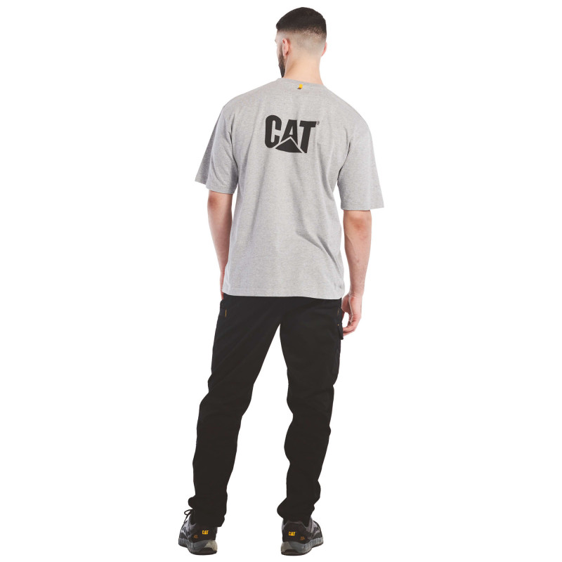 Tee-Shirt Manches Courtes – Caterpillar Trademark Gris Clair – 88% Coton 12% Polyester – Jersey 200g – Travail Extérieur