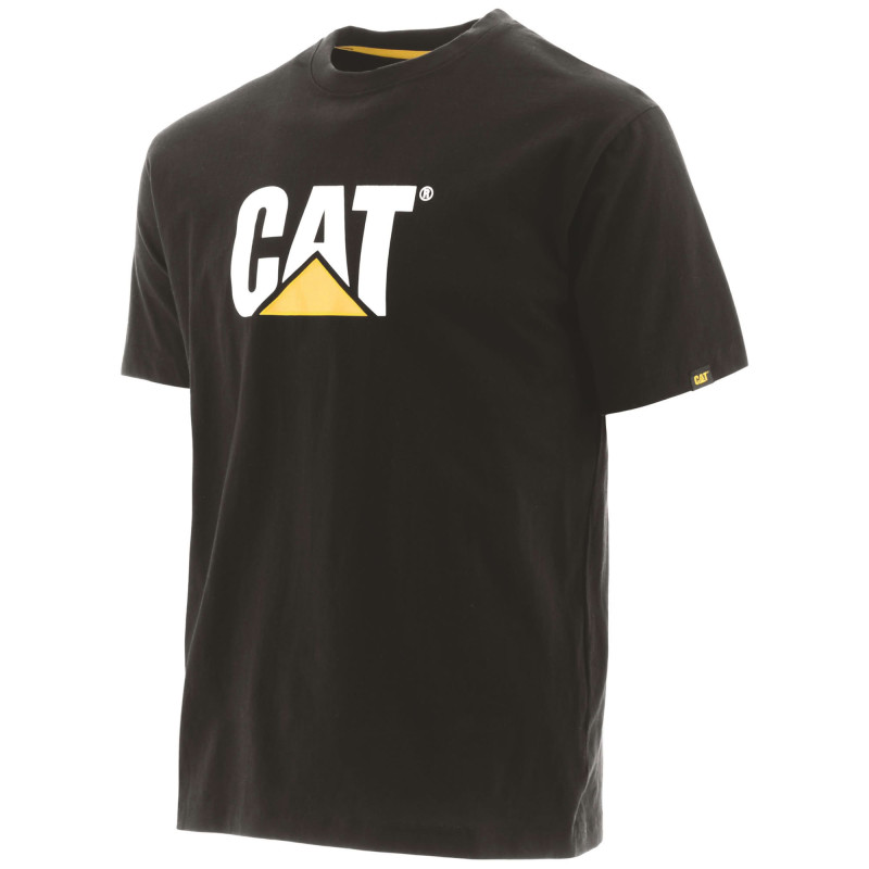 Tee-Shirt Manches Courtes – Caterpillar TM Logo Noir – 100% Coton Jersey 200g – Coupe Regular – Confort Travail Extérieur