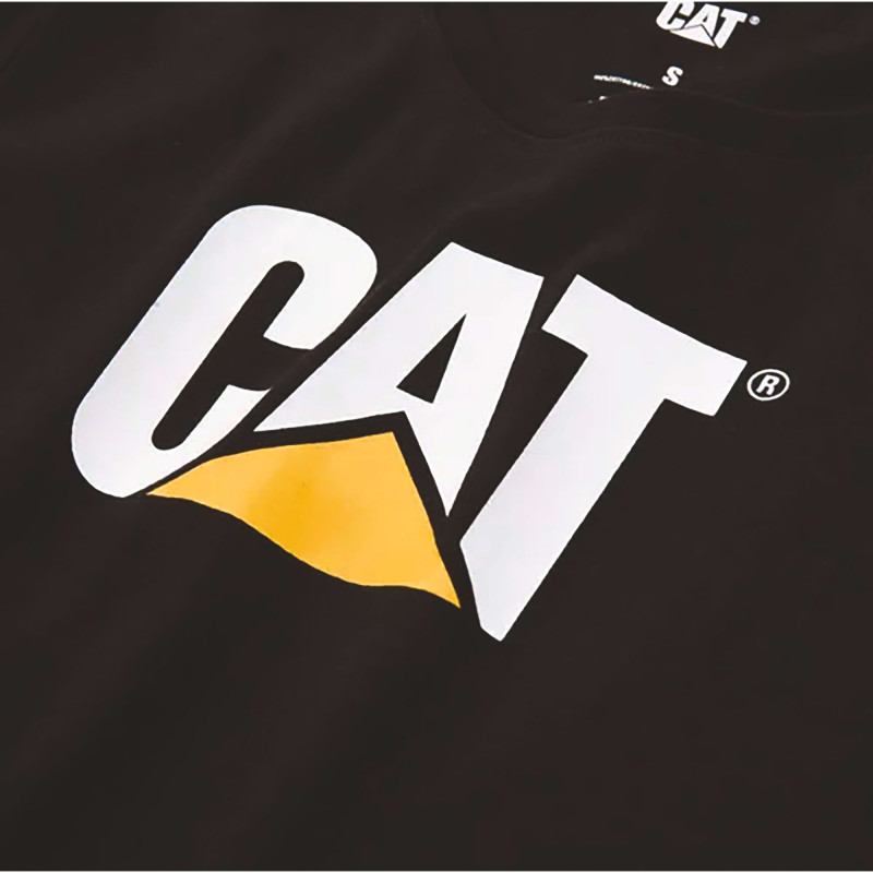 Tee-Shirt Manches Courtes – Caterpillar TM Logo Noir – 100% Coton Jersey 200g – Coupe Regular – Confort Travail Extérieur