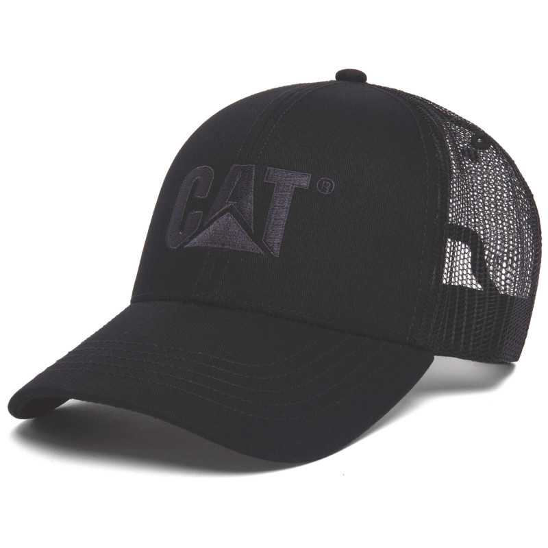 Casquette Baseball – Caterpillar Raised Logo Noir – Coton & Polyester Mesh – Ajustable – Confort Respirant