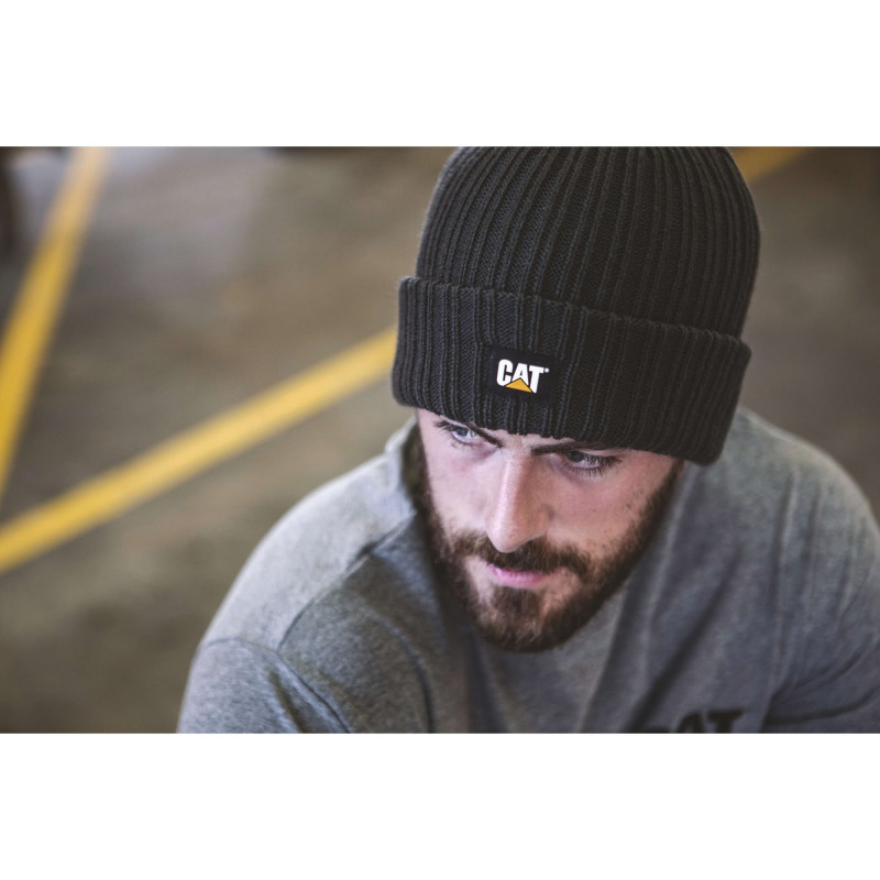 Bonnet Maille Côtelée – Caterpillar Rib Watch Noir – 100% Acrylique – Chaud & Confortable – Travail Hivernal