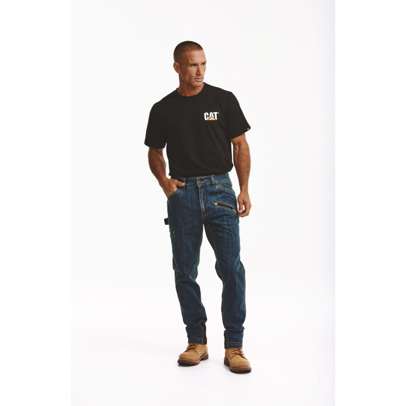 Jeans De Travail Slim – Caterpillar Trades Bleu – Denim Stretch – Multi-Poches – Confort & Résistance