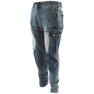 Jeans De Travail Baggy Slim – Caterpillar Dynamic Denim Bleu – 65% Coton – Taille Élastique & Cordon – Confort Durable