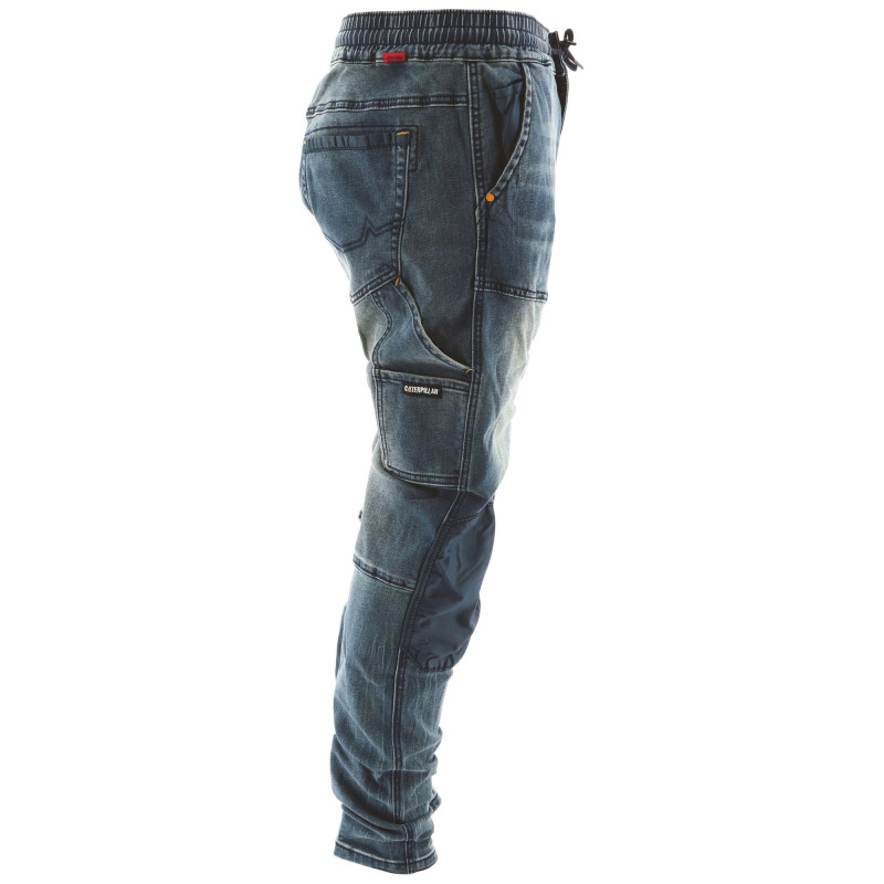Jeans De Travail Baggy Slim – Caterpillar Dynamic Denim Bleu – 65% Coton – Taille Élastique & Cordon – Confort Durable
