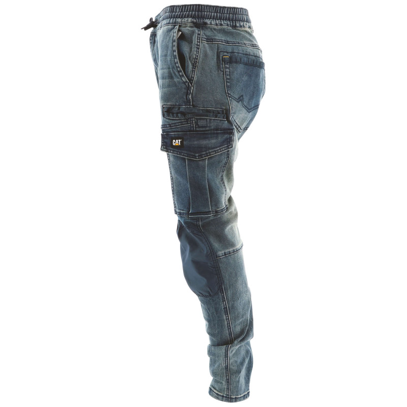 Jeans De Travail Baggy Slim – Caterpillar Dynamic Denim Bleu – 65% Coton – Taille Élastique & Cordon – Confort Durable