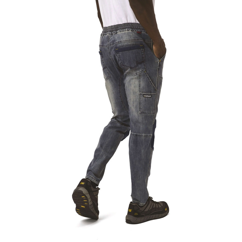 Jeans De Travail Baggy Slim – Caterpillar Dynamic Denim Bleu – 65% Coton – Taille Élastique & Cordon – Confort Durable