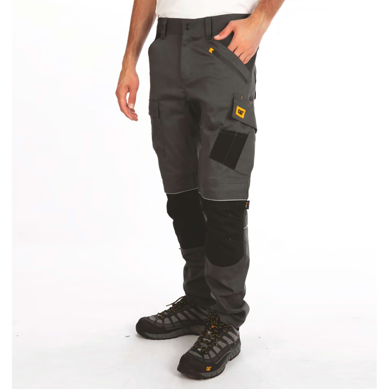 Pantalon De Travail Slim – Caterpillar Trades Gris – Denim Stretch – Multi-Poches – Confort & Durabilité