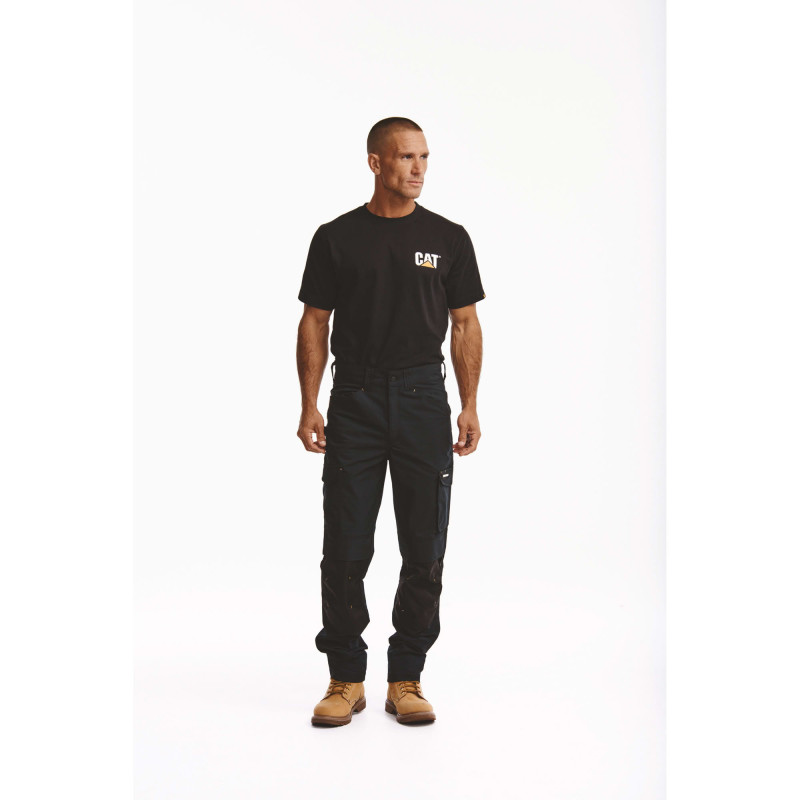 Pantalon De Travail Slim – Caterpillar Nexus Noir – Stretch Léger – 50% Coton – Genoux Renforcés – Multi-Poches