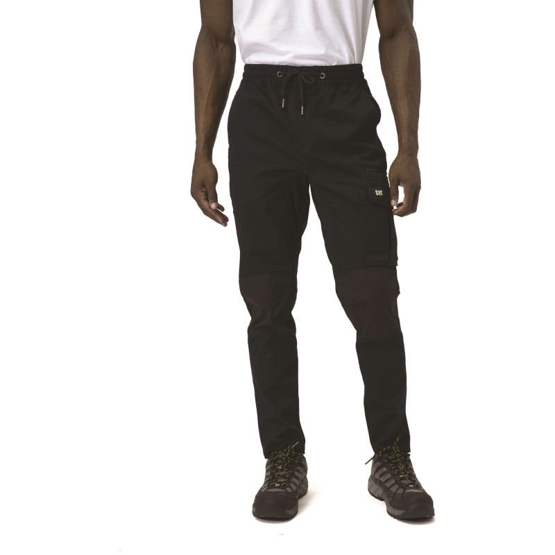 Pantalon De Travail Baggy Slim – Caterpillar Dynamic Noir – 97% Coton – Taille Élastique – Genoux Renforcés Oxford