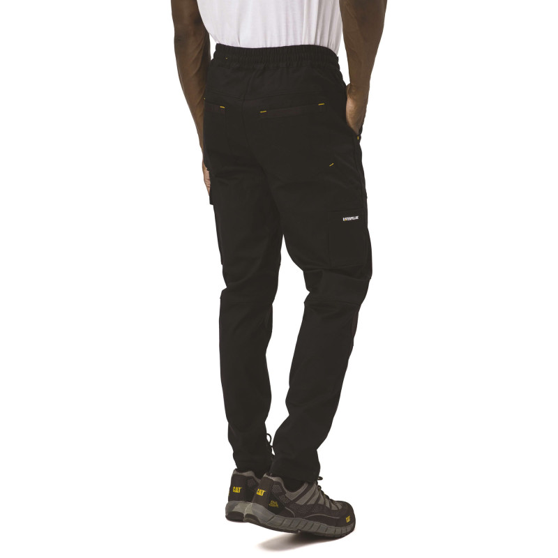 Pantalon De Travail Baggy Slim – Caterpillar Dynamic Noir – 97% Coton – Taille Élastique – Genoux Renforcés Oxford