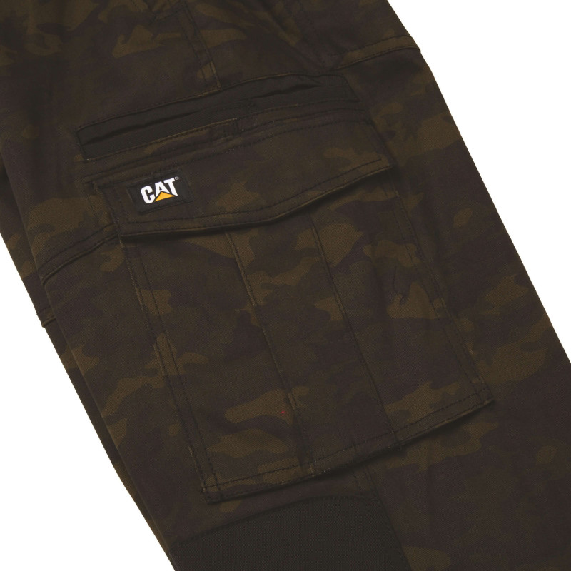 Pantalon De Travail Baggy Slim – Caterpillar Dynamic Camo – 97% Coton – Taille Élastique – Genoux Renforcés Oxford