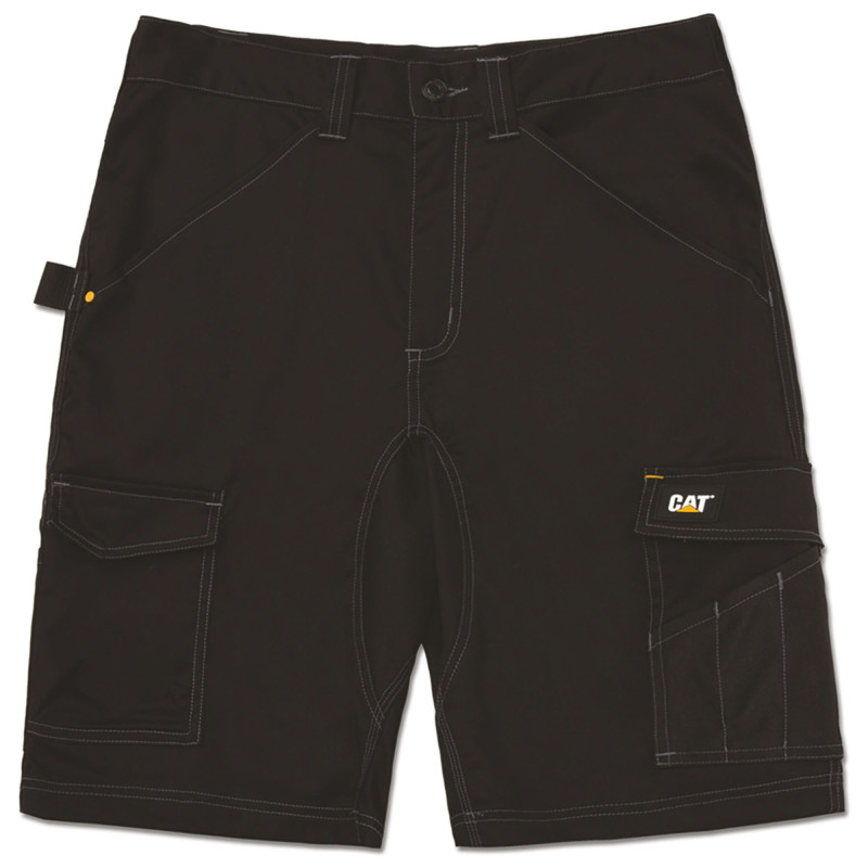 Short De Travail Stretch – Caterpillar Essential Noir – 65% Polyester / 33% Coton / 2% Élasthanne – Coupe Slim – Multi-Poches
