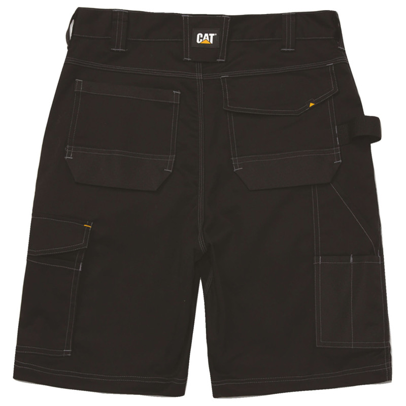 Short De Travail Stretch – Caterpillar Essential Noir – 65% Polyester / 33% Coton / 2% Élasthanne – Coupe Slim – Multi-Poches