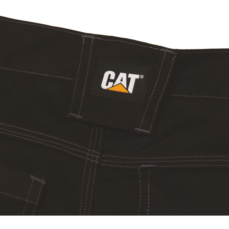 Short De Travail Stretch – Caterpillar Essential Noir – 65% Polyester / 33% Coton / 2% Élasthanne – Coupe Slim – Multi-Poches
