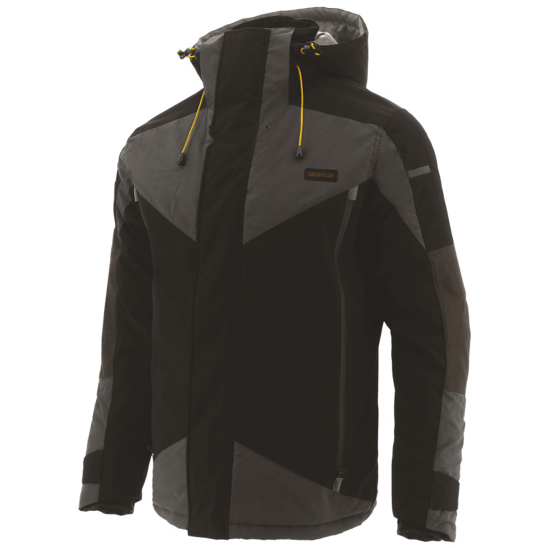 Parka Noire Homme – Caterpillar Triton – Blouson Imperméable StormBlocker – Capuche Amovible – Renforts Oxford – Très Résistant