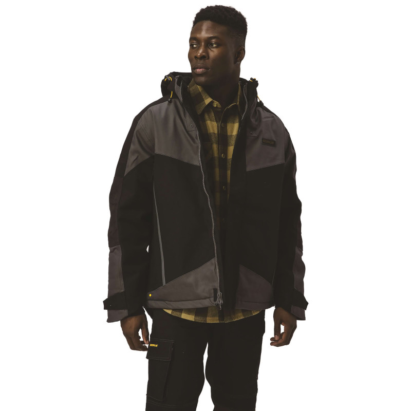 Parka Noire Homme – Caterpillar Triton – Blouson Imperméable StormBlocker – Capuche Amovible – Renforts Oxford – Très Résistant