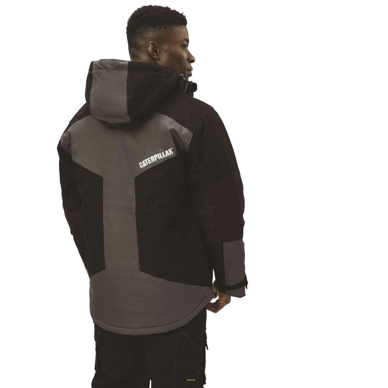 Parka Noire Homme – Caterpillar Triton – Blouson Imperméable StormBlocker – Capuche Amovible – Renforts Oxford – Très Résistant
