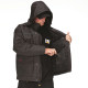 Parka Noire Homme – Caterpillar – Tissu Oxford – Doublure Micropolaire – Idéale Froid & Pluie – Capuche Double Amovible