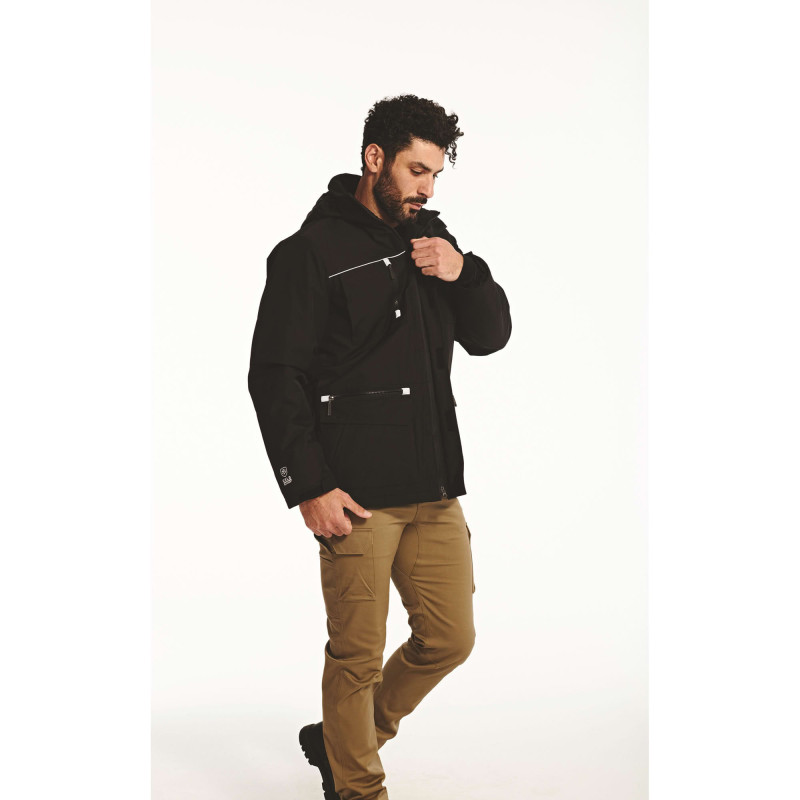 Parka De Travail Noire – Caterpillar – Doublure Micropolaire – Imperméable & Chaud – Capuche Amovible