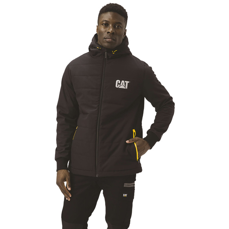 Blouson De Travail Noir – Caterpillar Tech Hybrid– Tissu Softshell & Doublure Micropolaire – Léger & Résistant